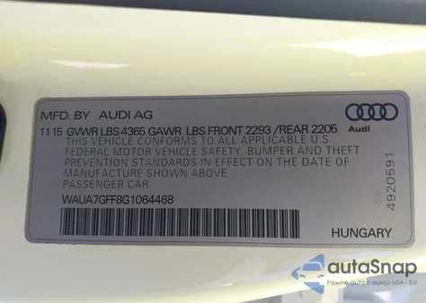 2016 Audi A3 1.8T Premium из США, поврежденный, VIN WAUA7GFF8G1064468